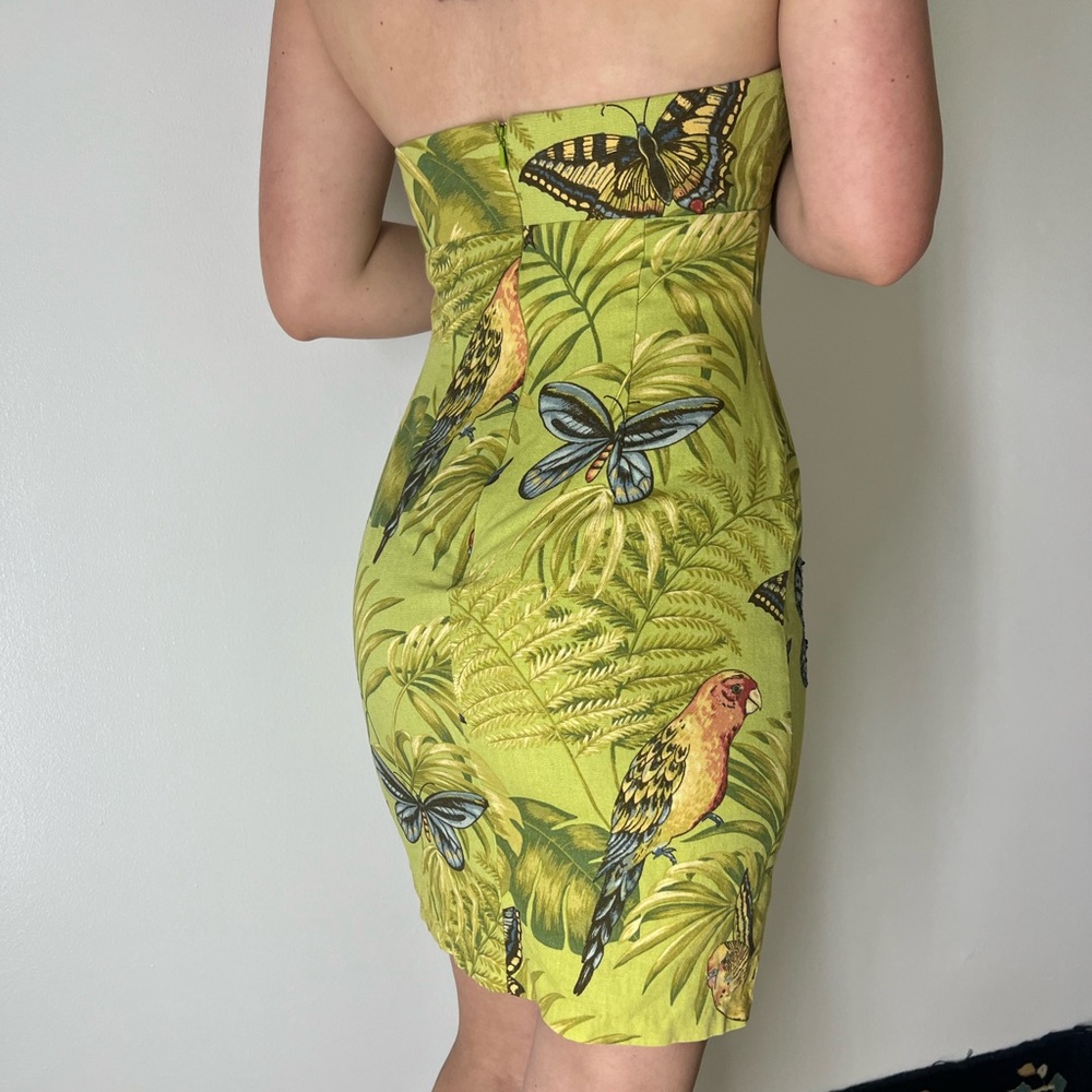 🦜Green Jungle Muse Halter  Beaded Accent Mini Dress🦜 - Picture 2 of 10